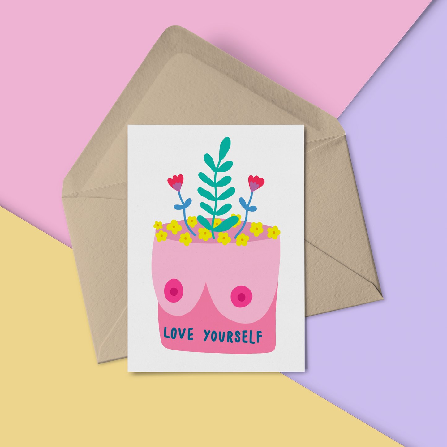 Love Yourself Boob Pot Card