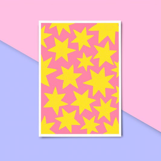 Pink & Yellow Star Print