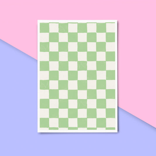 Sage Green Checkerboard Print