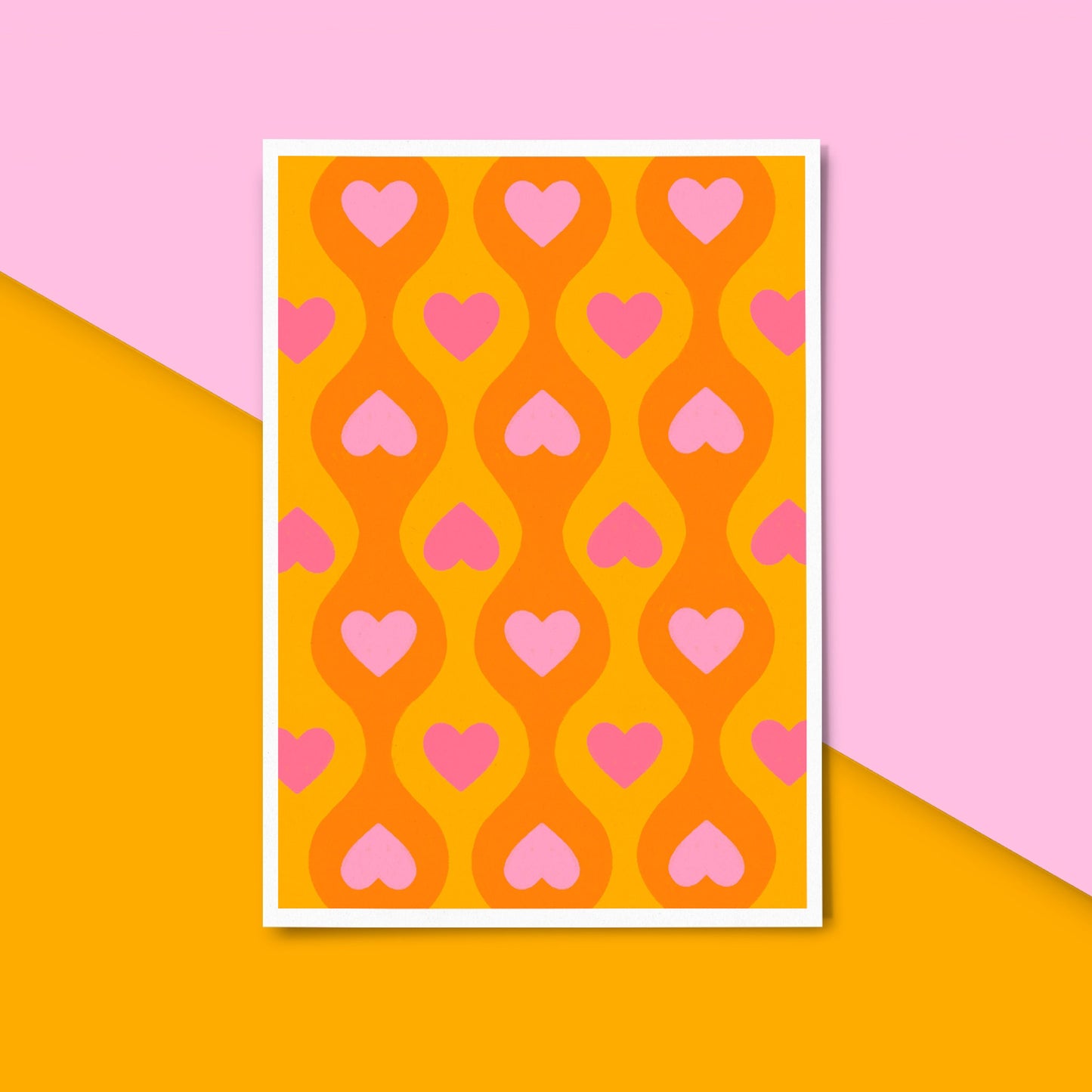 Orange Heart Pattern Print