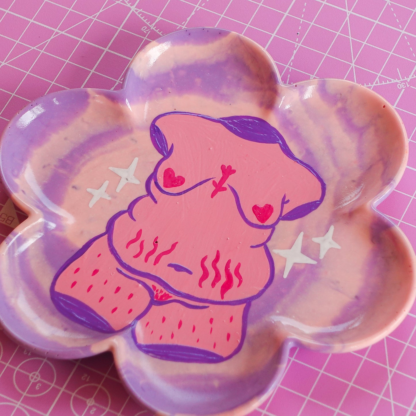 Pink & Lilac Flower Trinket Tray ✨
